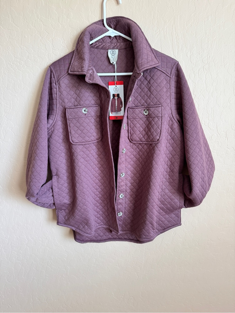 Quilted Button-Front Shacket Jacket - Mauve